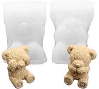 2pcs Cubetti Ghiaccio Silicone Stampo,Muffa Del Silicone Dell'Orso Del Ghiaccio,Muffa Della Colata Di Forma Dell'Orso 3D,Decorazione Della Caramella Della Candela Profumata Del Dolce Di Diy