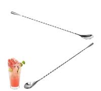 2Pcs Cucchiaio da Cocktail Manico Lungo Cucchiaini da Cocktail con Motivo | a Spirale Cucchiai da Bar in Acciaio Inox per Barista o Uso Domestico