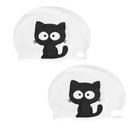 2Pcs Cuffia da nuoto per bambini, Cuffia da bagno in silicone per cuffia da bagno per bambini(Gatto)