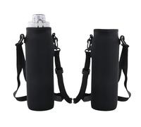 2Pcs Custodia per Bottiglia in Neoprene 8x22cm, Protezione per Bottiglia D'acqua, Portatili Porta Borraccia Termica custodia Antiscottatura Custodia con Tracolla Regolabile per Sport Viaggi (Nero)