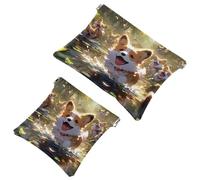 2Pcs Cute Cartoon Corgi-1455 Shrapnel Pouch : borsa compatta per il trucco per donne esperte di viaggio, Multicolore, A:7.1x5.8in/18x14.8cm,B:4.7x4.5in/12x11.5cm