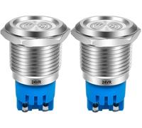 2Pcs DC 24V 19Mm Impermeabile IP65 Acciaio Inossidabile LED Rosso Flash Allarme