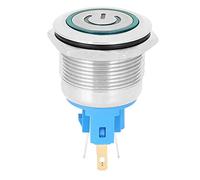 2PCS DC3 a 6V 22 mm 6 Pin Botón Interruptor de botón Interruptor de reinicio de acero inoxidable con signo IP65 para una mejor seguridad y estabilidad roja (Verde)