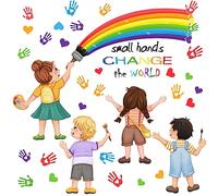 2Pcs Decalcomanie murali arcobaleno, citazioni ispirate Piccole mani cambiano il mondo Adesivi murali aula scolastica scuola materna Adesivi murali bambini for Kids Room Classroom School
