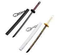 2Pcs Demon Slayer Mini Toy Katana Keychain, Sunwheel Sword with Scabbard Keychain, Mini Toy Katana is Best Gift for Japanese Anime Fans