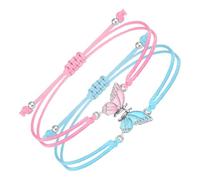 2Pcs di corrispondenza Bracciali Farfalla Bracciali Regolabile Strand Amici Braccialetto Fatti A Mano Fascino Coppie Gioielli Per Le Donne Coppie Amico Gsw-H1000, Misura unica, Filato acrilico