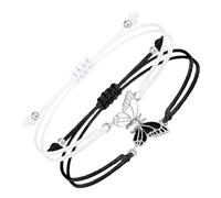 2Pcs di corrispondenza Bracciali Farfalla Bracciali Regolabile Strand Amici Braccialetto Fatti A Mano Fascino Coppie Gioielli Per Le Donne Coppie Amico Gsw-H1000, Misura unica, Filato acrilico