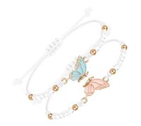 2Pcs di corrispondenza Bracciali Farfalla Bracciali Regolabile Strand Amici Braccialetto Fatti A Mano Fascino Coppie Gioielli Per Le Donne Coppie Amico Gsw-H1000, Misura unica, Filato acrilico