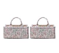 2pcs Diaper Bag Tote for Women Multifunction Padding Shoulder Bag Large Puffy Lightweight Handbag Floral Printed Travel Duffle Bags Baby Supplies Storage Bags Reusable Handbag for Mom Nurse