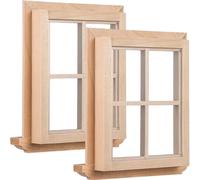 2pcs Dollhouse Windows 1:12 Scala in legno Simulazione di mobili per bambole non dipinto Accessorio per scene fluidi per le bambole in miniatura