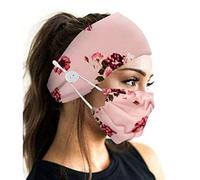 2Pcs Donne Pulsante Fascia Con Viso Floreale Tie-Dye Proteggere Orecchie Headwrap Button Fascia Viso Per Le Donne