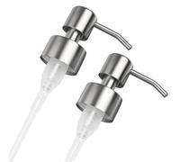 2Pcs Dosatore Sapone Bagno,Pompa di Ricambio,Erogatore Sapone Liquido,304 Sapone in Acciaio Inossidabile Distributore di Emulsioni Pompa,28mm Filettatura(Argento Spazzolato)