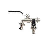 2pcs Double Head Water Faucet Garden Irrigation Watering Valve Switch Washing Machine Accessory Thread Alloy Sink Tap Per Giardino(Black)