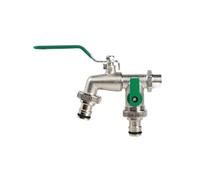 2pcs Double Head Water Faucet Garden Irrigation Watering Valve Switch Washing Machine Accessory Thread Alloy Sink Tap Per Giardino(Brown)