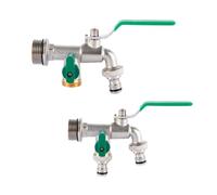 2pcs Double Tap 3/4 Inch Outlet Thicken Valve Detachable Matching Green Handle Garden Drinking Water Farm Crops Per Giardino