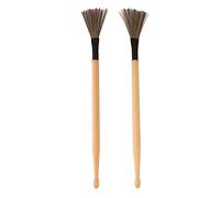 2Pcs Drum Stick Brush, Retractable Wire and Wood Combination Drum Brushes, Ergonomic Handle for Jazz Blues Rock, Portable Musical Instrument Accessories for Drummers