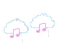 2Pcs Durable Cloud Neon LED Signs White Music Note Lights for Room Decor