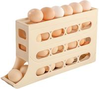 2Pcs Egg Holder for Fridge, Auto Rolling Fridge Egg Organizer, Space Saving Egg Tray for Refrigerator, Egg Holder Dispenser for Refrigerator, Cabinets Cream Color Professional process