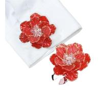 2PCS Elegant Big Peony Camellia Flower Button Covers Set Womens Shirt Cufflinks For Tux(Color 12)