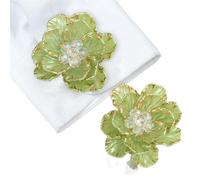 2PCS Elegant Big Peony Camellia Flower Button Covers Set Womens Shirt Cufflinks For Tux(Color 7)