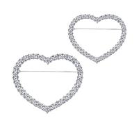 2pcs Elegante Spilla Brillante Distintivo Rotondo E A Forma di Cuore Spilla Per Il Partito Scintillante Strass Breastpin Gioielli Alla Moda Vestito Decorazione, Misura unica, come descritto