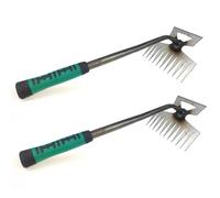 2Pcs Estirpatore Erbacce Manuale,Sarchiatore Per Erbacce Con Manico Silicone,Attrezzo Per Estirpare Le Erbacce,Estrattore Per Denti Di Leone,Sarchiatrice Manuale Per Estrai Radici De Erba (11 denti)