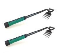 2Pcs Estirpatore Erbacce Manuale,Sarchiatore Per Erbacce Con Manico Silicone,Attrezzo Per Estirpare Le Erbacce,Estrattore Per Denti Di Leone,Sarchiatrice Manuale Per Estrai Radici De Erba (5 denti)