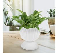 2Pcs European Style White Plastic Flower Pots Reusable Decorative Planters