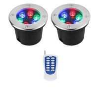 2PCS Faretto Subacqueo Incasso - RGB Faretti per Piscina, Faretto da Incasso con Telecomando RF Impermeabile IP68, Faretto da Giardino in Acciaio Inossidabile, per Terrazza con Laghetto(12V,6W)