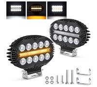 2PCS Faro di Inondazione da Lavoro Led, 6000K/3000K Giallo Bianco LED Fuoristrada a Fascio Largo Impermeabile IP67 Faretti LED per Camion Macchine Agricole Escavatori Rimorchi Furgoni