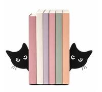 2PCS Fermalibri Hidden Cat Colore Nero Supporto da Scaffale, Coppie Ferma Libri per Libreria per Scuola Casa, Supporto per Libri Simpatico in Metallo Fermalibri in Metallo Porta Libri Reggilibri