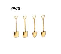 2PCS Flat Shovel 2PCS Point Shovel Coffee Spoon Cutlery Set Stainless Steel Retro Shovel Throwing (Golden)