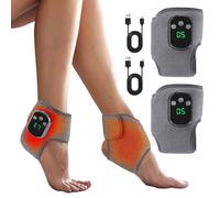2pcs Foot Renew Triple Method Massager, Portable Heated Ankle Massager USB-C Charging Electric Heating Joint Care Tool 3 Modes Lightweight Calf Massagers for Home Office Relieves Fatigue