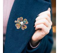 2pcs Four Leaf Clover Spilla Colorful Strass Shamrock Badge Accessori Wedding