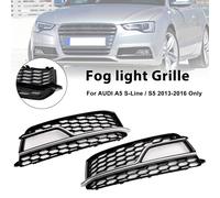 2PCS Front Fog Lamp Black Grill Grille Per AUDI A5 S-Line S5 2013-2016 H0