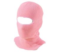 2Pcs Full Face Cover Ski Mask Hat Knitted Hats Outdoor Cycling Ear Protection Beanies Men Per Ciclismo Sci(Pink)