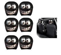 2PCS Funny Cartoon Car Headrest Covers, Cute Funny Cartoon Big-Eyed Grinning Car Headrest Covers,Double-Sided Print Protector for Front Seat Decoration (6pcs)