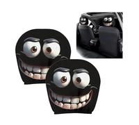 2PCS Funny Cartoon Car Headrest Covers, Cute Funny Cartoon Big-Eyed Grinning Car Headrest Covers,Double-Sided Print Protector for Front Seat Decoration (2pcs)
