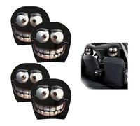 2PCS Funny Cartoon Car Headrest Covers, Cute Funny Cartoon Big-Eyed Grinning Car Headrest Covers,Double-Sided Print Protector for Front Seat Decoration (4pcs)