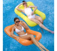 2PCS Galleggiante d'acqua galleggiante scozzese multifunzionale in tinta unita per adulti per riposare e fare il bagno al sole, giocattolo gonfiabile per feste in acqua (arancione e giallo)