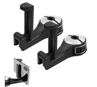 2Pcs Ganci per Poggiatesta Auto, 2 in 1 Gancio Posteriore per Seggiolini Auto con Supporto per Cellulare, Gancio Posteriore a 360° per Seggiolini Auto, Borsa, Tessuto, Organizer per Sedile Posteriore