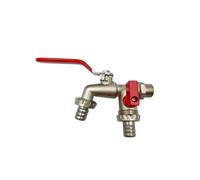 2pcs Garden Tools Brass Water Faucet 1/2" Outside & Inside Easy Turn On/Off Lever Handle Watering Supply Taps Ball Valve Per Giardino(Red)