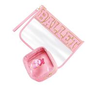 2pcs grande capacità progetta robusti sacchetti di trucco del PVC con zip e cinturino da polso per uso quotidiano e stoccaggio di viaggio, A