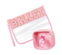 2pcs grande capacità progetta robusti sacchetti di trucco del PVC con zip e cinturino da polso per uso quotidiano e stoccaggio di viaggio, A