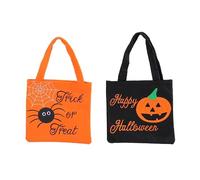 2PCS Halloween Dolcetto o scherzetto Tote Borse, Riutilizzabile Tessuto | 20 x 20 cm, ragnatela e zucca. Sacchetti resistenti per la raccolta di caramelle per bambini, bomboniere e regali per le