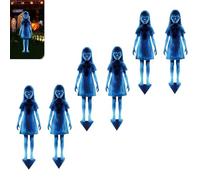 2PCS Halloween Haunted Twin Ghost Ground Stakes, 16 Inch Horror Twin Girls Garden Iron Waterproof Scary Lawn, Zombie Yard Stake Signs for Outdoor Trick-or-Treating Party Supplies Graves(3set)