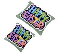 2Pcs Happy Easter Creative Font-1178 Borsa cosmetica tascabile per borse, borsa per il trucco impermeabile sacchetto cosmetico, portatile senza cerniera borsa per il trucco, Multicolore 07, A
