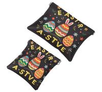 2Pcs Happy Easter Creative Font-1178 Borsa cosmetica tascabile per borse, borsa per il trucco impermeabile sacchetto cosmetico, portatile senza cerniera borsa per il trucco, Multicolore 06, A
