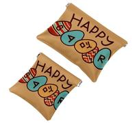 2Pcs Happy Easter Creative Font-1211 Borsa cosmetica tascabile per borse, borsa per il trucco impermeabile sacchetto cosmetico, portatile senza cerniera borsa per il trucco, Multicolore 01, A