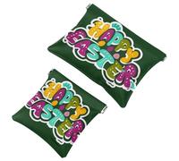 2Pcs Happy Easter Creative Font-1211 Borsa cosmetica tascabile per borse, borsa per il trucco impermeabile sacchetto cosmetico, portatile senza cerniera borsa per il trucco, Multicolore 07, A